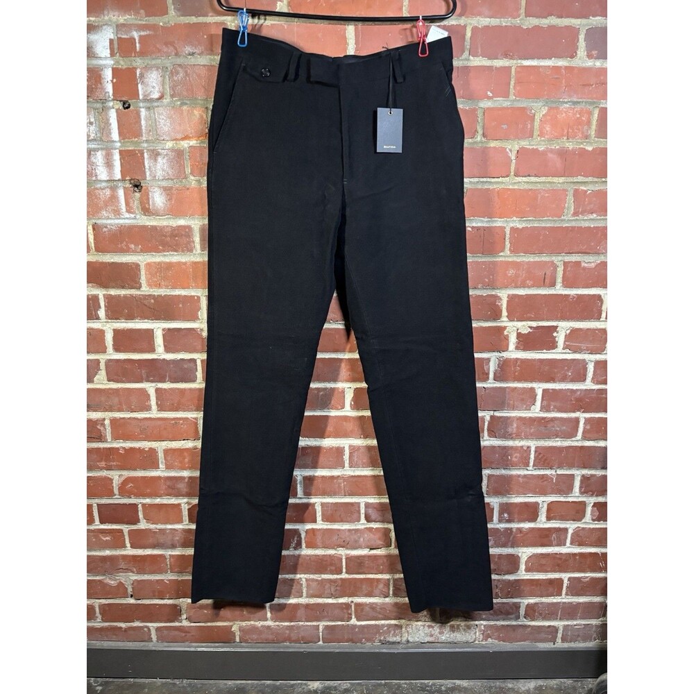 NWT Billy Reid Black Twill Moleskin Flat Front Trouser Pants Size 31 (33 x 35.5)
